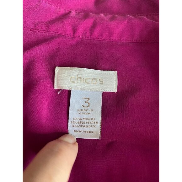 Chico's Women's Button-Front Shirt Size 3 (US XL) Modal Blend Magenta - Picture 2 of 6